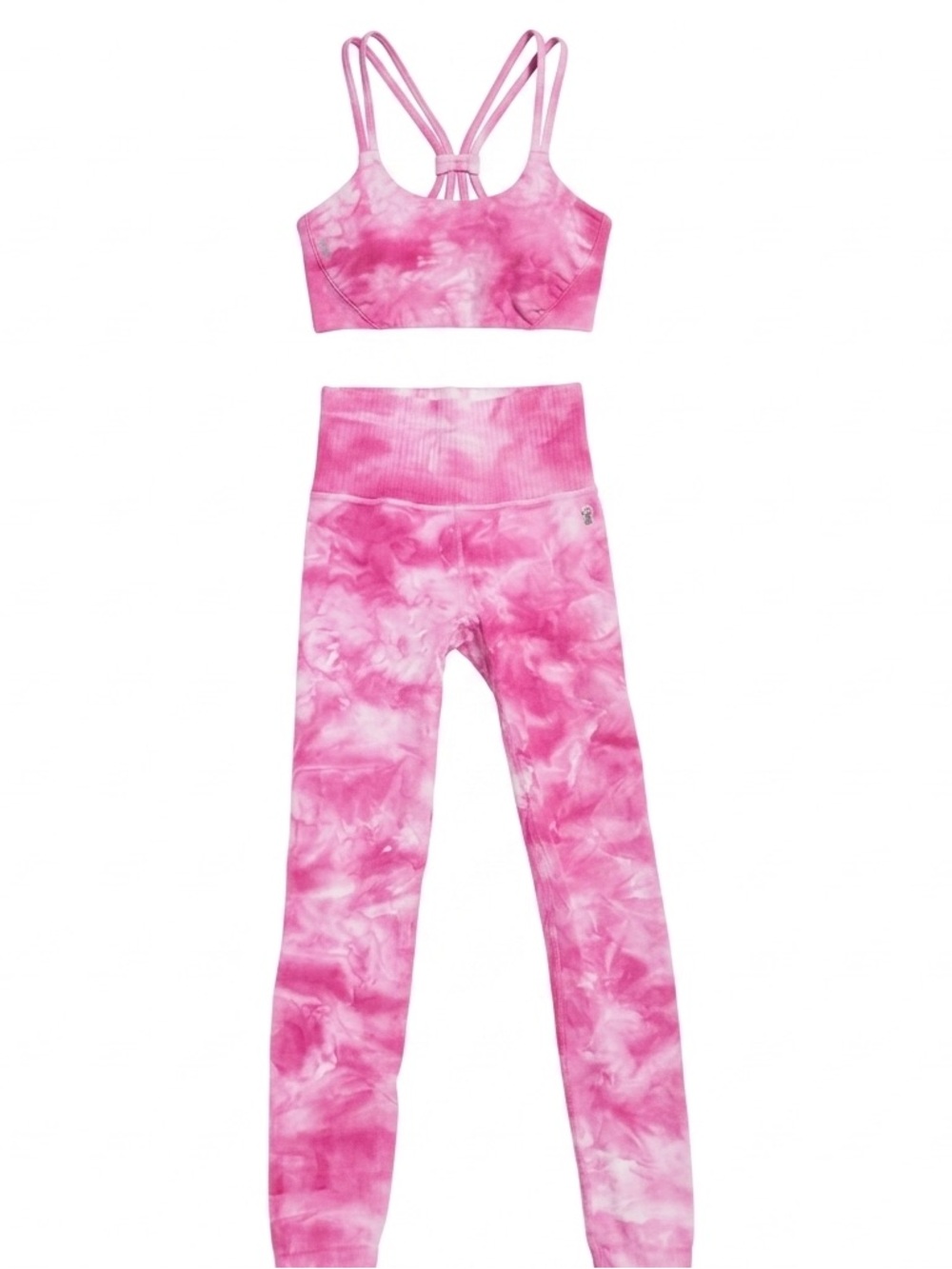 Free People Xs\S Pink Tie-Dye Seamless Sports Bra & Legging Set